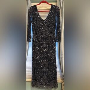 Elegant Navy Blue Embellished Dress